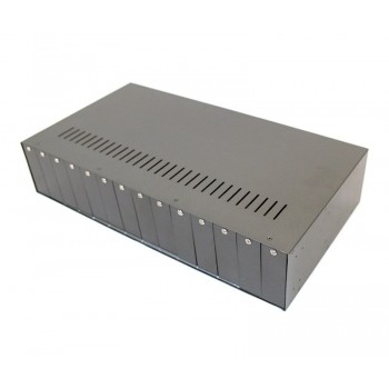 14 Port Chassis Media Converter, 110V (Dual Power) Plug-and-Play with Hot-Swap Features 