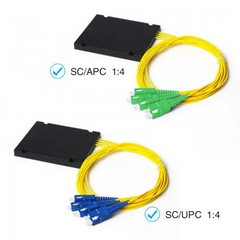 4 Channels Fiber Splitter with Plastic ABS Box Package