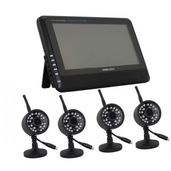 2.4G 4CH QUAD DVR Security CCTV Camera System Digital Wireless Kit Baby Monitor 7 TFT LCD Monitor+ 4 Cameras