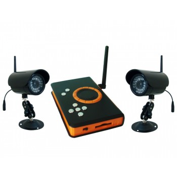 2.4GHz Wireless Digital DVR kit ,2pcs Waterproof IR LED Night Vision Camera + 1pcs Wireless DVR Receiver SD Card